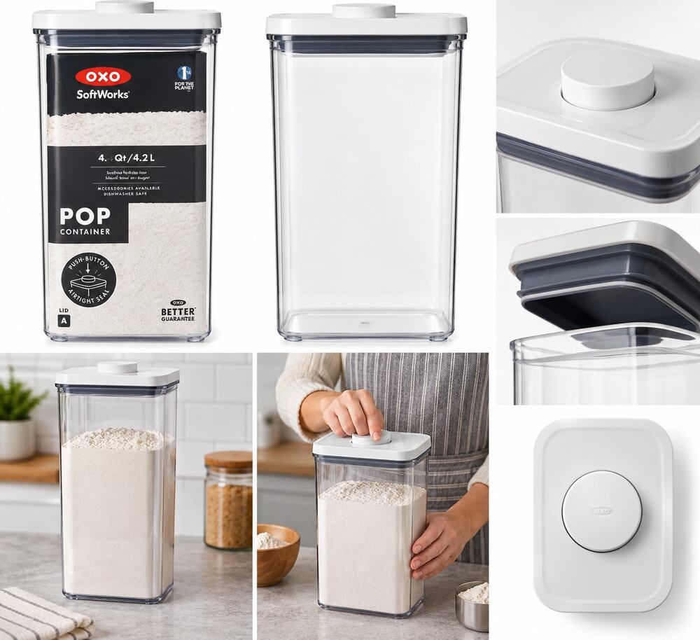OXO SoftWorks POP Container – 4.4 Qt / 4.2 L Airtight Food Storage Container